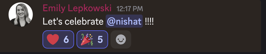 Discord message celebrating Nishat